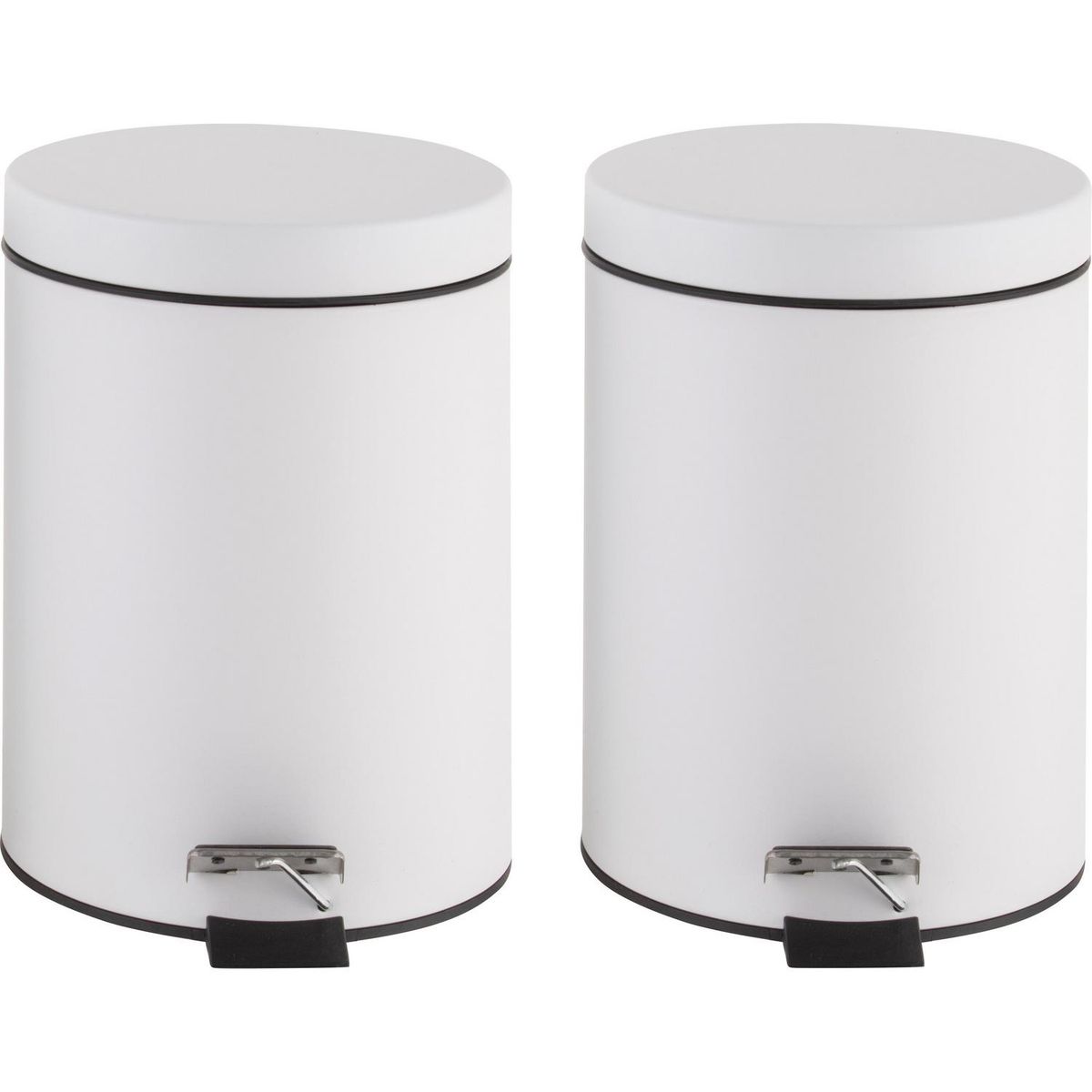 JUST HOME COLLECTION - Set de 2 Basureros Metal 5 litros Blanco