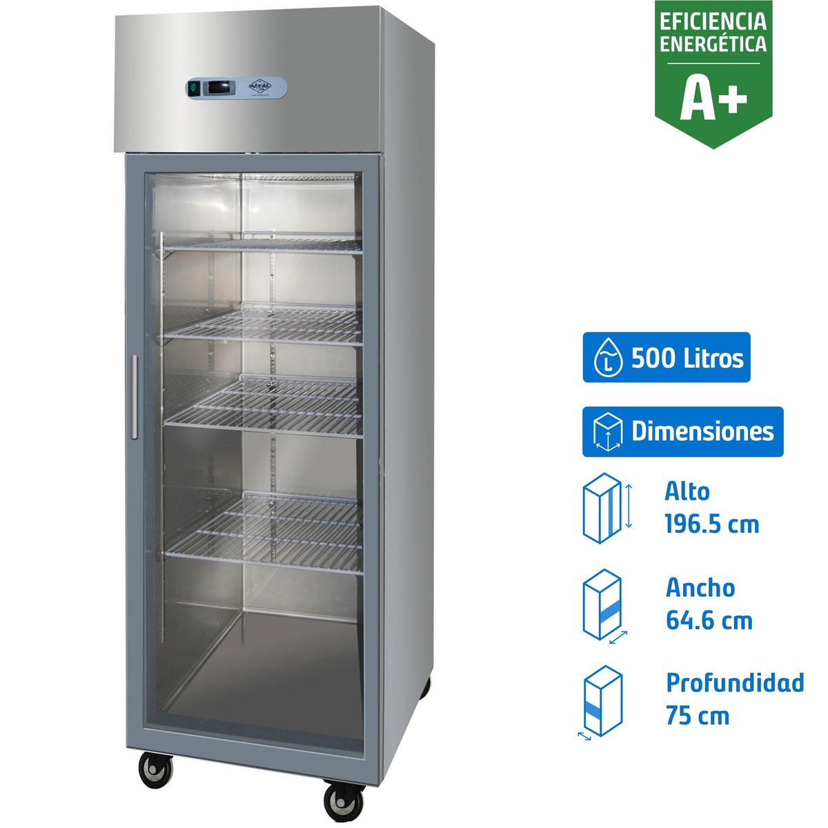 MAIGAS - Congelador Industrial 1 Puerta Vertical 500 Litros Gris AF05G