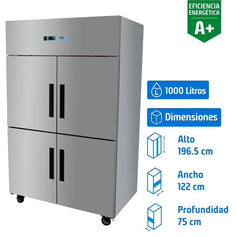 Congelador Industrial 4 Puertas Vertical 1000 Litros Inox FAGAFFM37