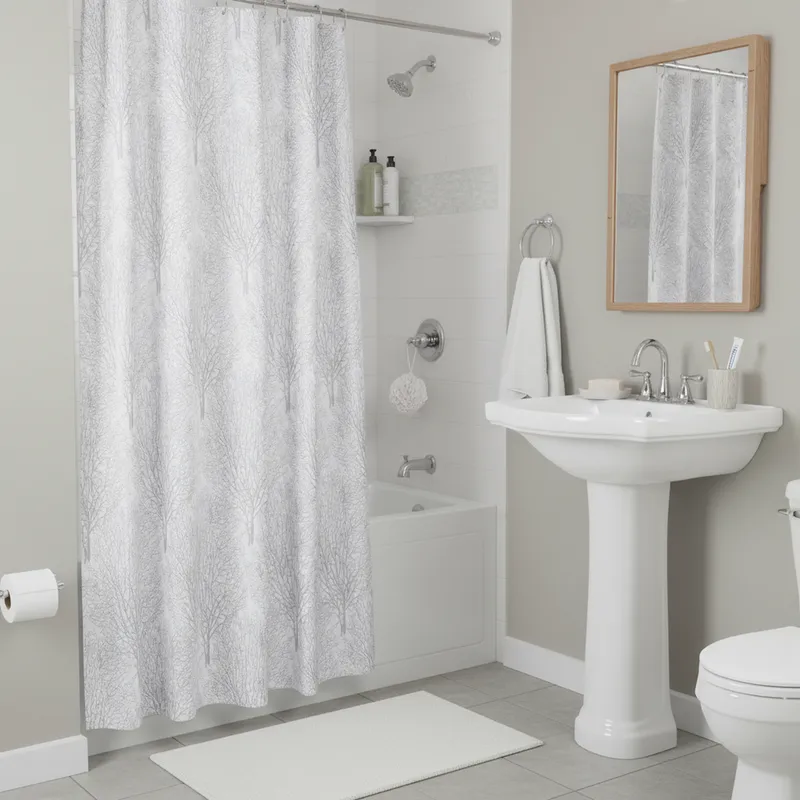 JUST HOME COLLECTION - Cortina de baño rama plata 178x180 cm