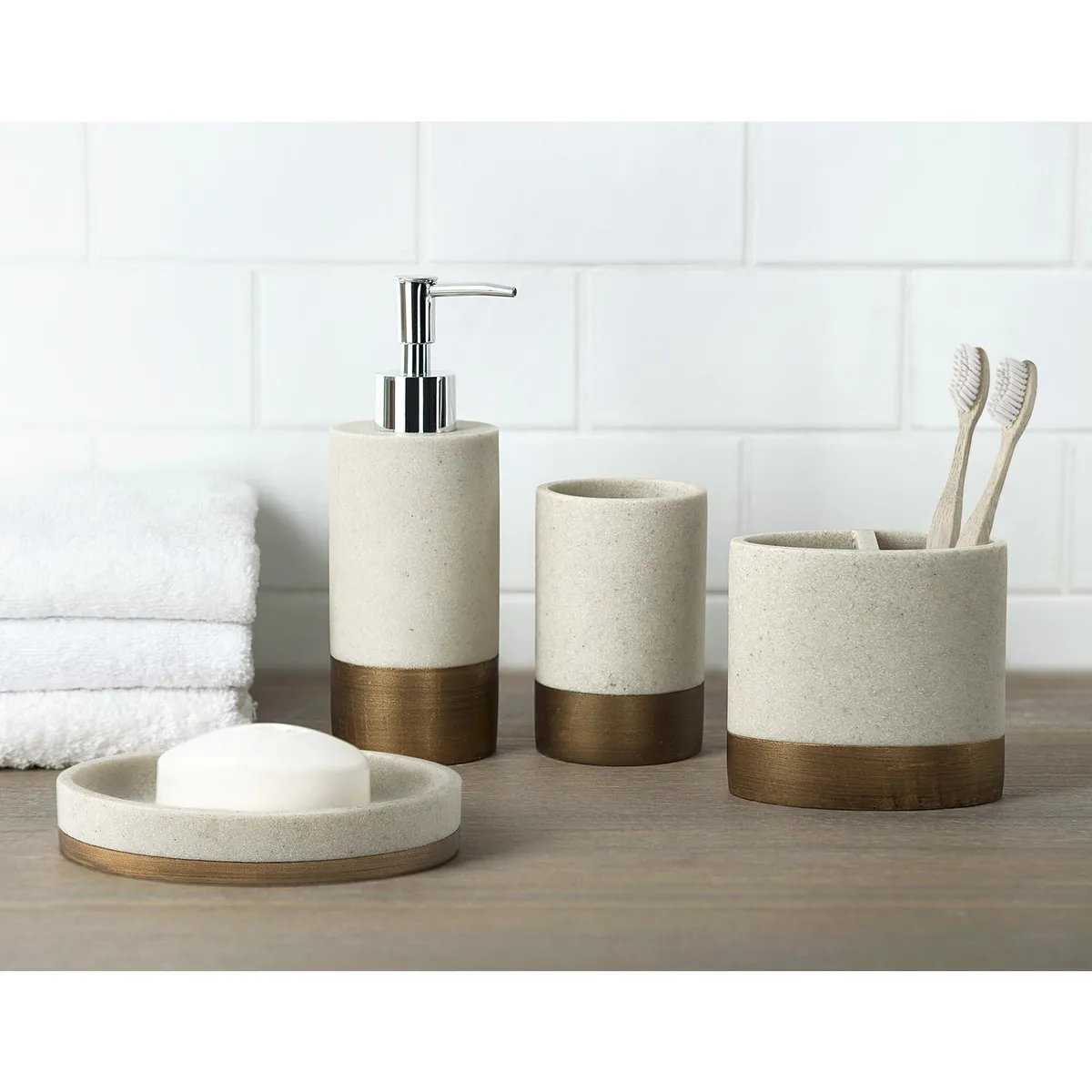 Vaso Dany Beige, Dorado, marca JUST HOME COLLECTION - Foto 2