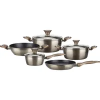 Batería de Cocina 8 Piezas Aluminio Champagne Café