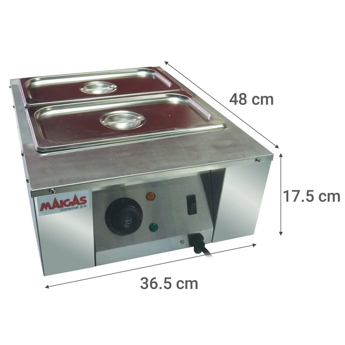 MAIGAS - Máquina chocolatera industrial 2 depósitos 3 litros gris