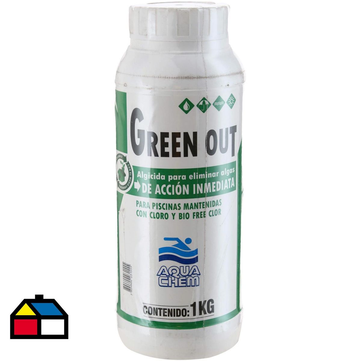 AQUACHEM - Green Out Algicida Líquido 1 kg Frasco (plástico/vidrio)