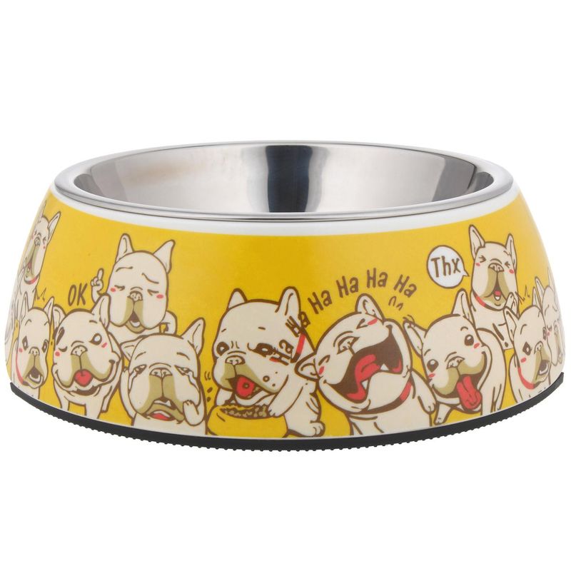 BIONIC - Plato comida mascota acero inoxidable y melamina amarillo