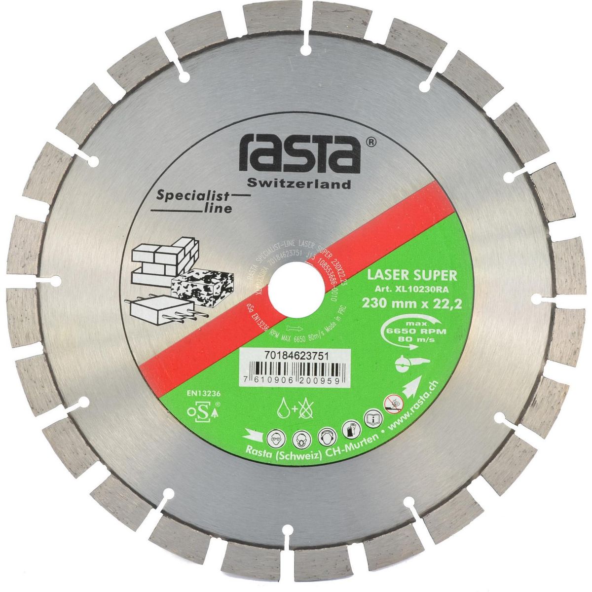 RASTA - Disco Diamantado Hormigón 9'' Laser Super (230x2,8x22mm) Uso en seco