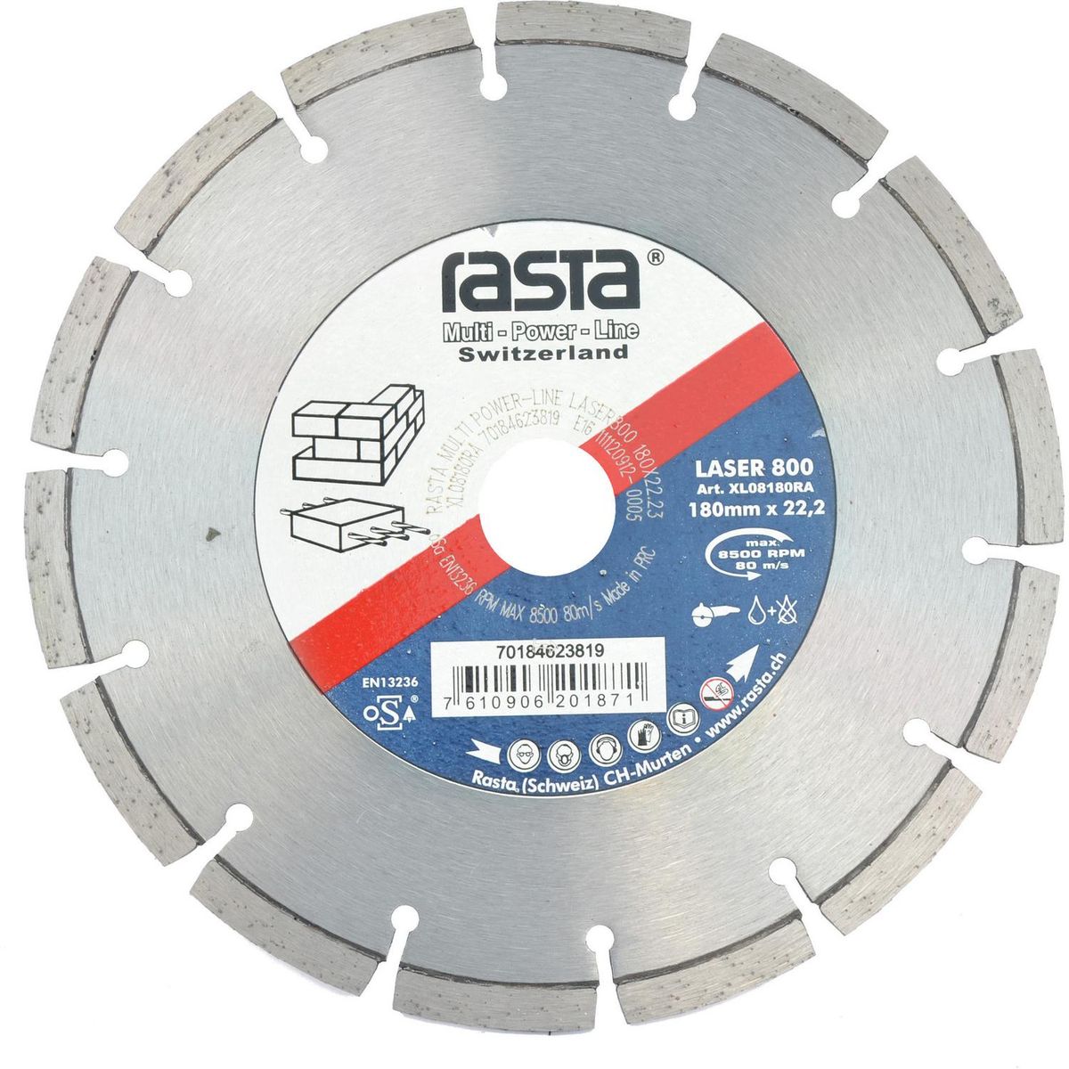 RASTA - Disco Diamantado Construccion Universal 7" Laser 800 Uso en seco