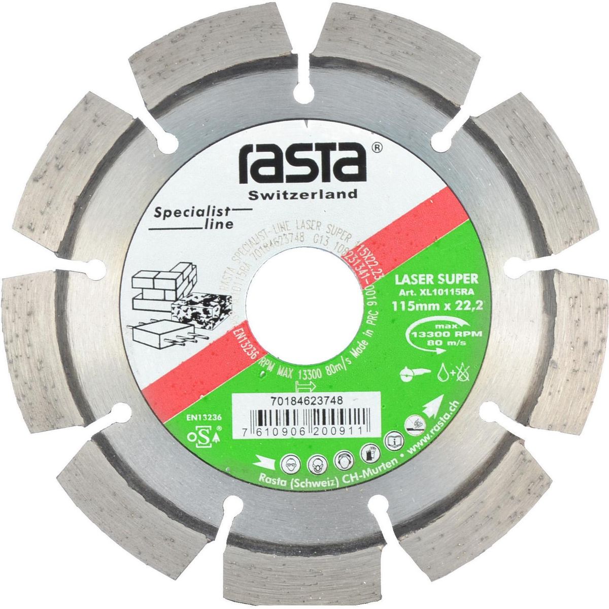 RASTA - Disco Diamantado Hormigón Viejo 4 1/2"- Laser Super Uso en Seco