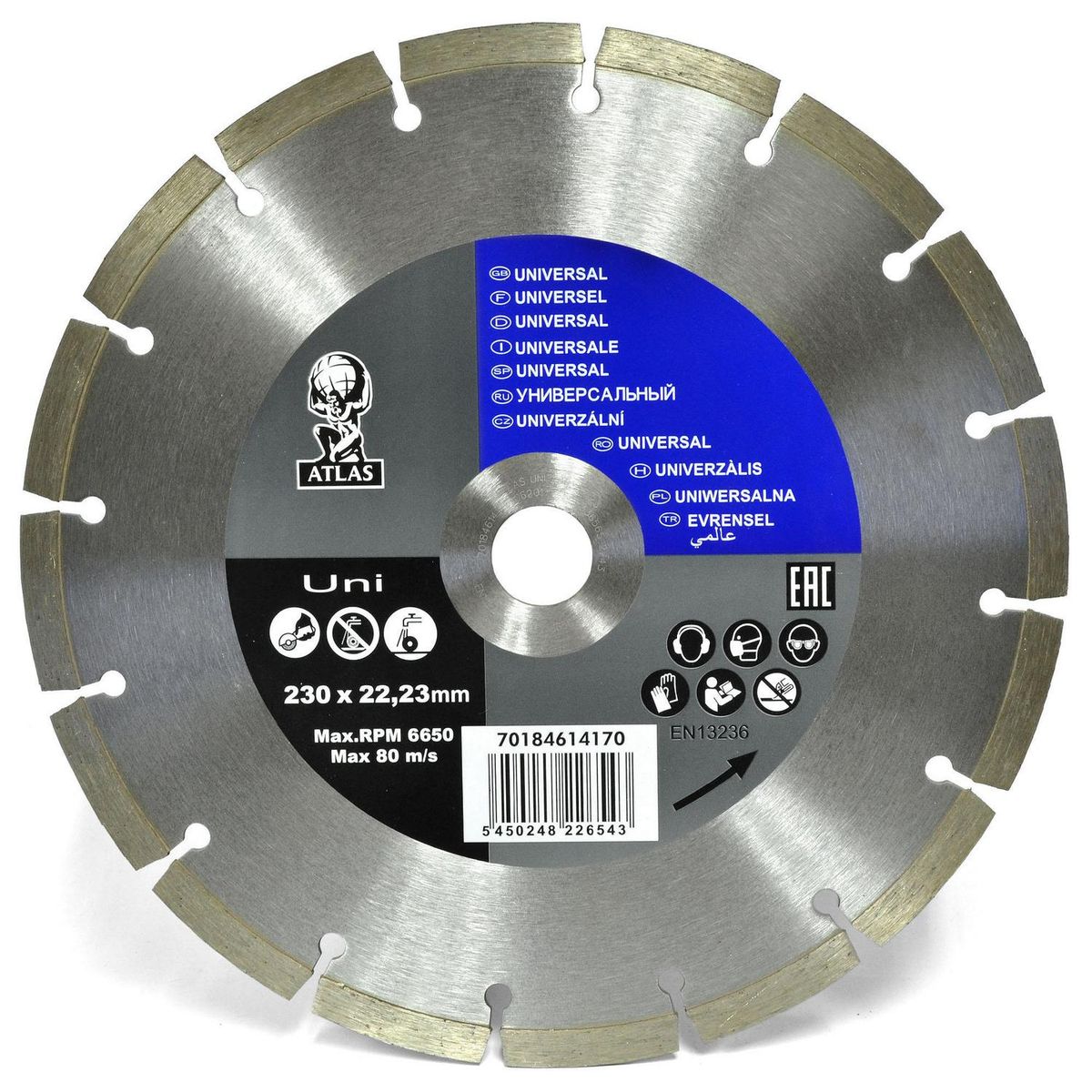 ATLAS - Disco Diamantado Piedra 9'' (230x2,5x22 mm) Seco Húmedo