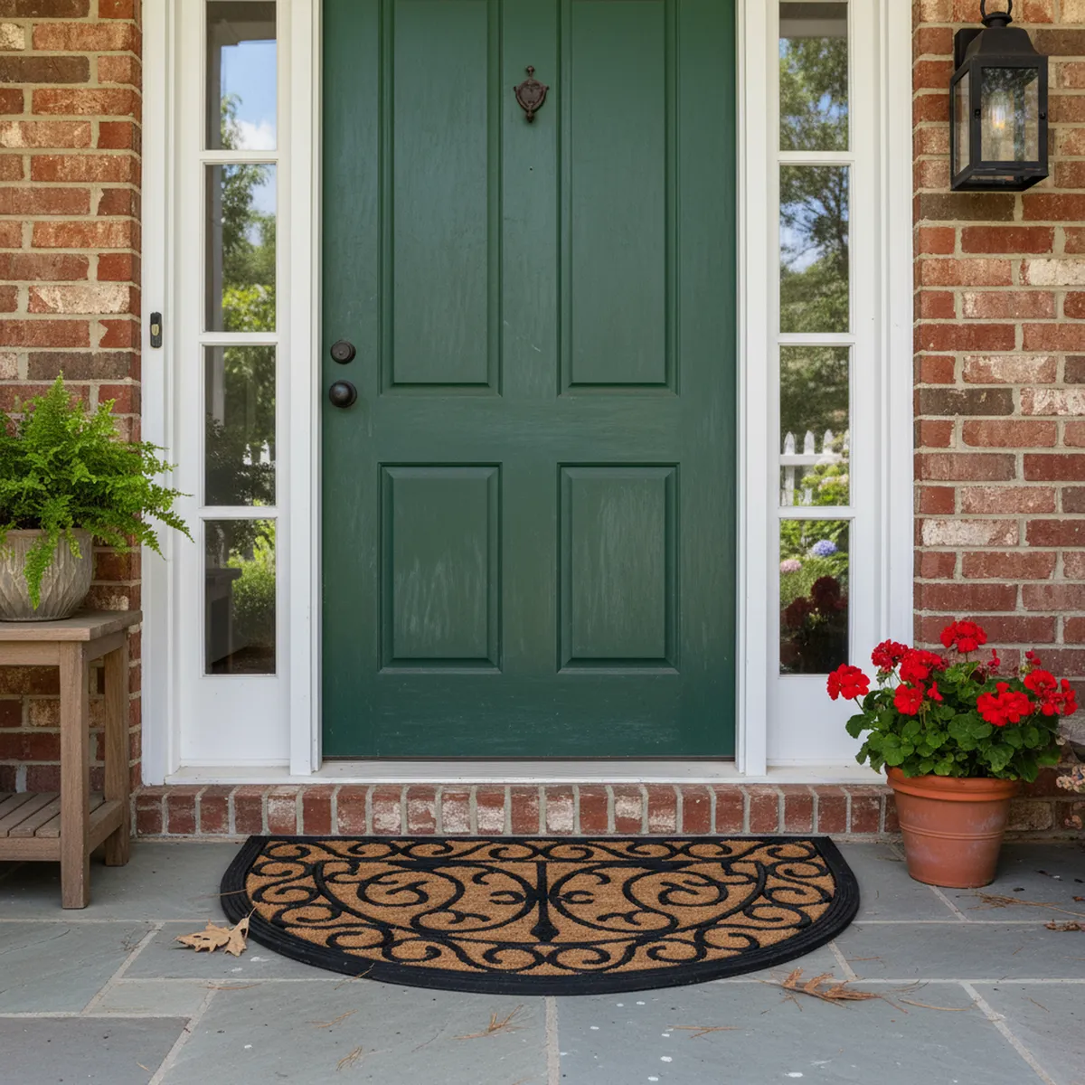 CASA BONITA - Limpiapiés Medialuna 60x40 cm Caucho Café/negro