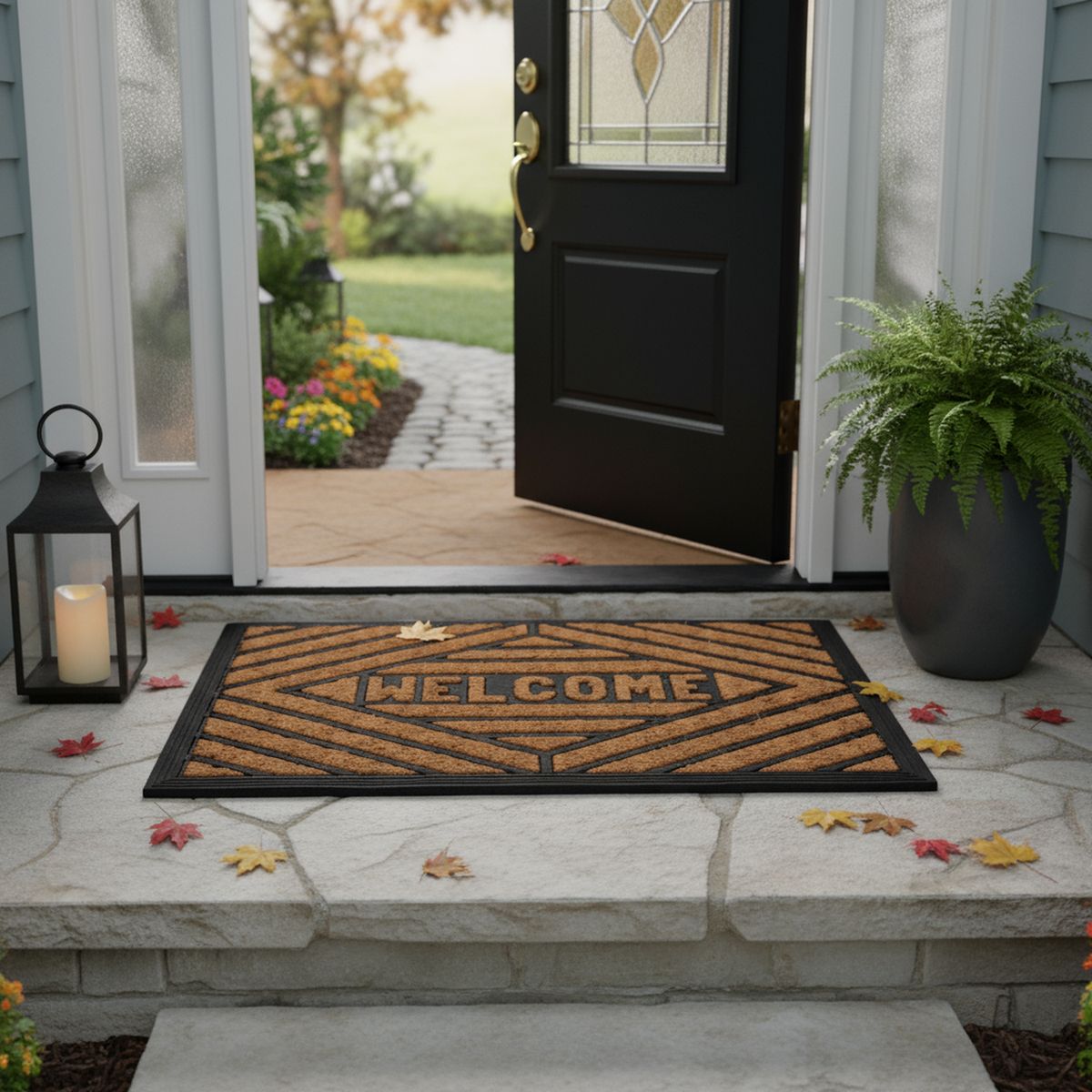CASA BONITA - Limpiapiés Welcome 60x40 cm Caucho Café/negro
