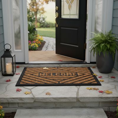 Imagen 2 del producto Limpiapies Welcome 60x40 cm Caucho Café/negro