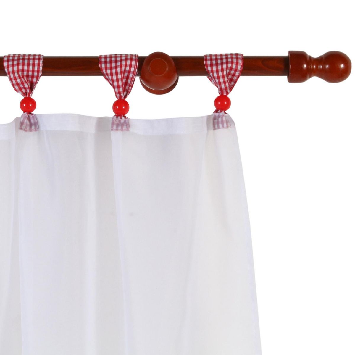 JOVIAL - Cortina de cocina 120x135cm frutillas cuadrillé roja