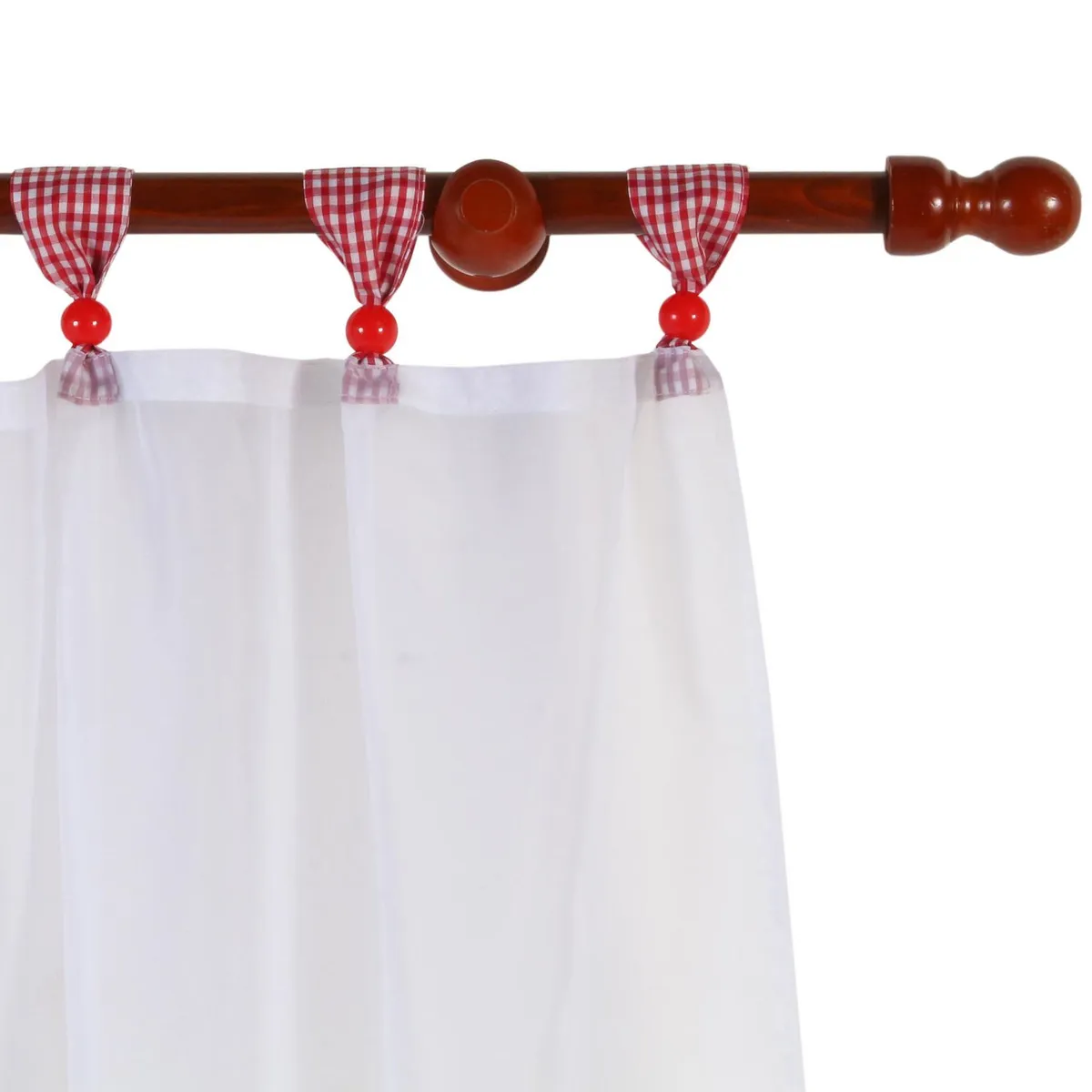 JOVIAL - Cortina de cocina 120x135cm frutillas cuadrillé roja