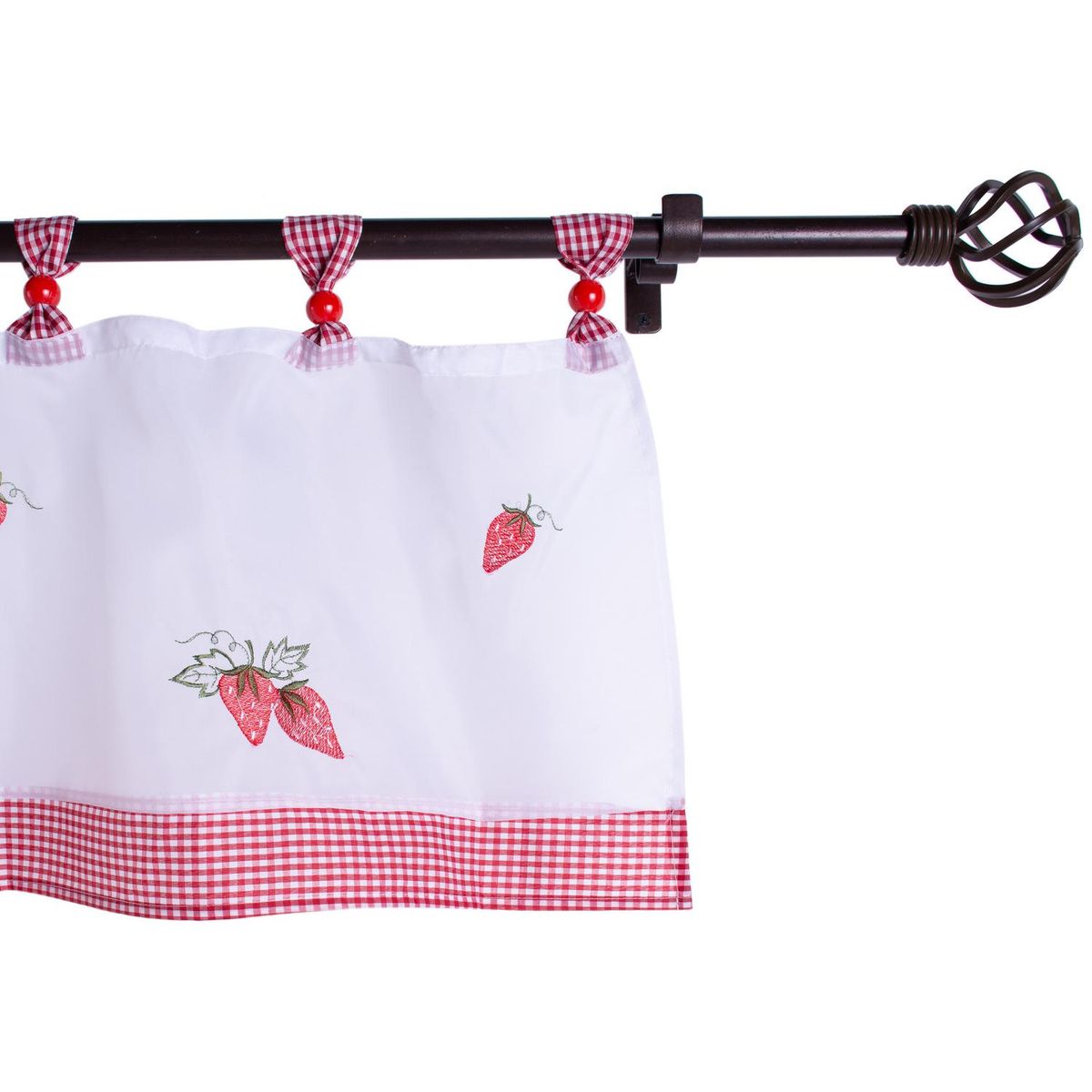 JOVIAL - Cenefa de cocina 45x135cm frutillas cuadrillé roja