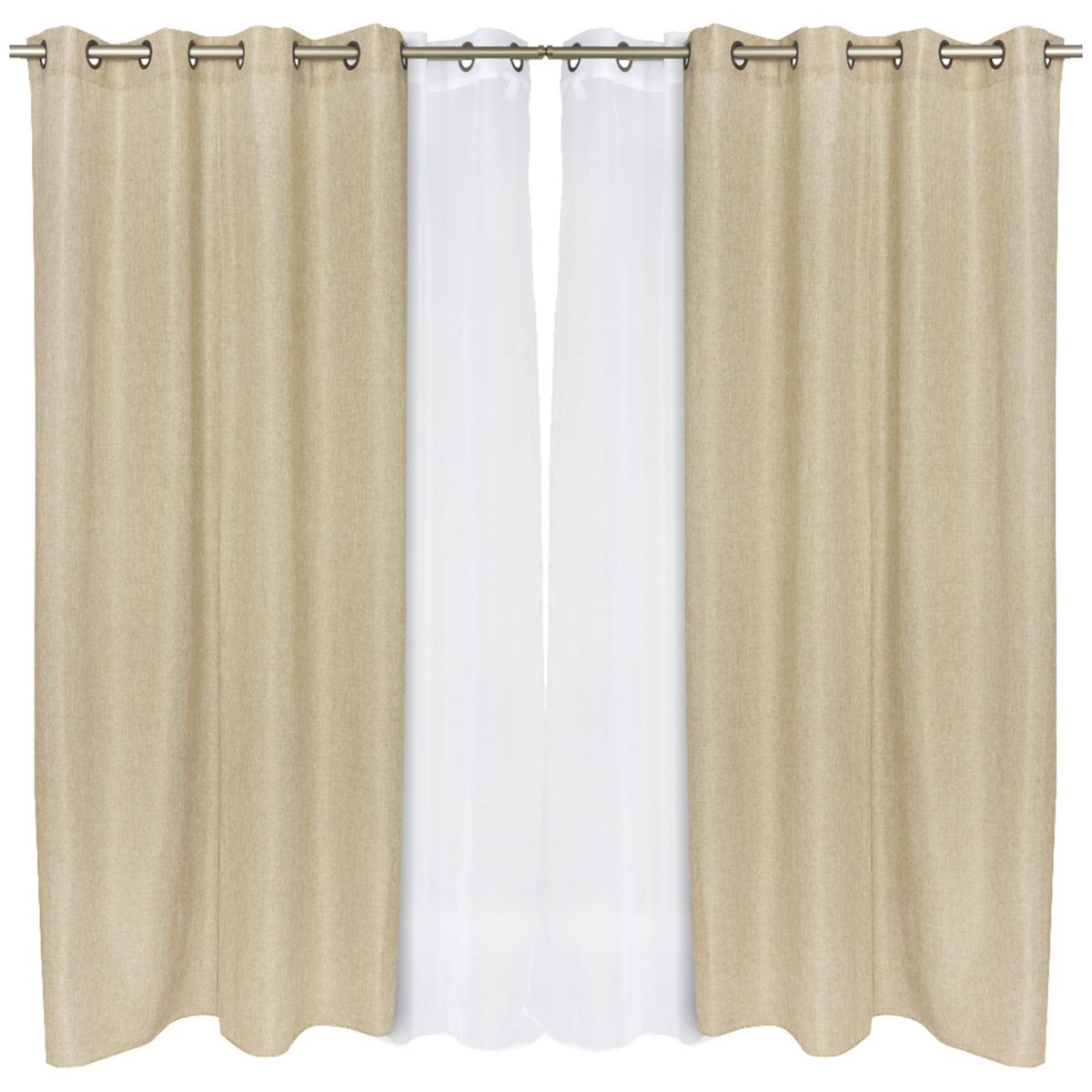 JOVIAL - Set de cortinas tela 140x220cm Lino crudo