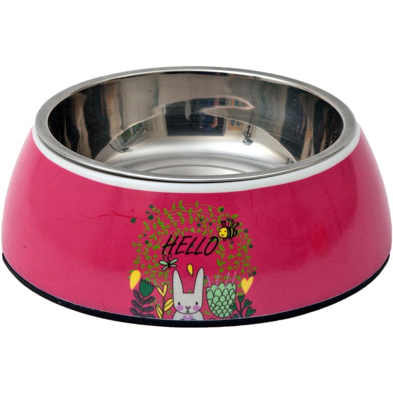 BIONIC - Plato de comida para mascota ,acero inoxidable y melamina 380 g,fucsia