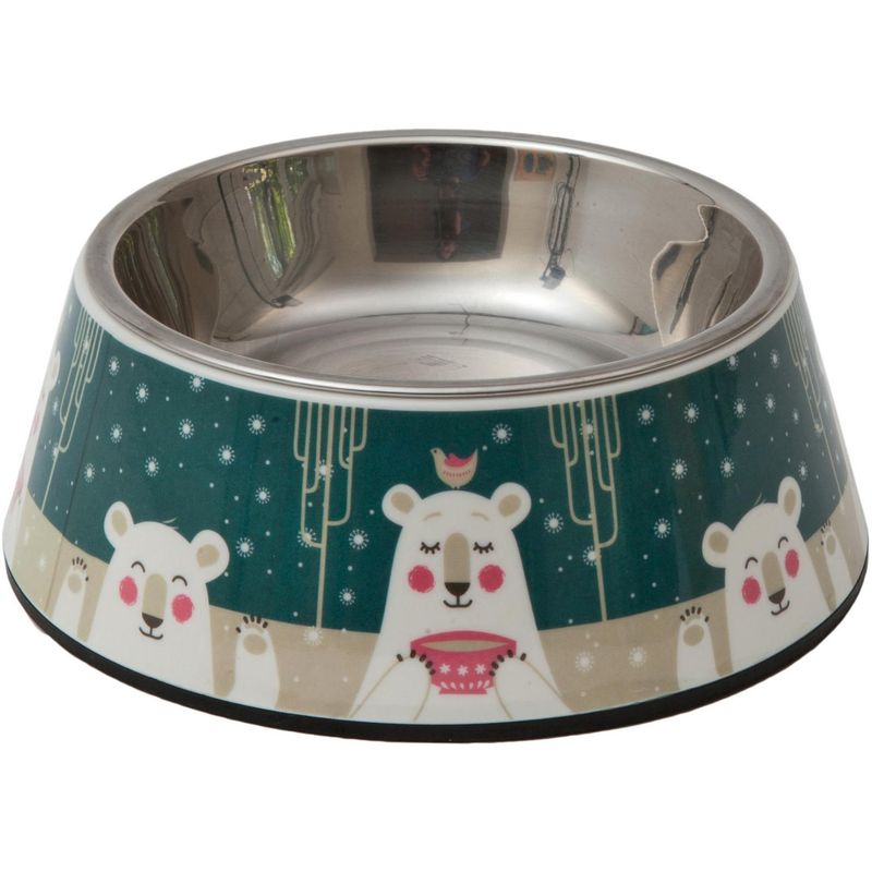 BIONIC - Plato de comida para mascota ,acero inoxidable y melamina 300 verde