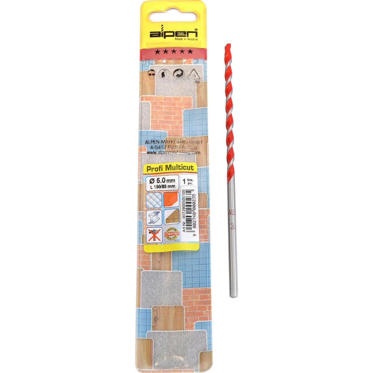 ALPEN - Broca Multimaterial 5 mm Serie Corta (150 mm) Profi Multicut