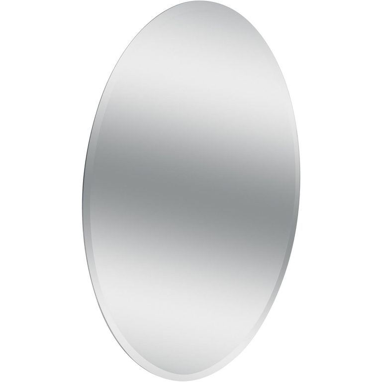 Espejo con Bisel Pared Forma Redonda 60x60 cm Gris Cherry