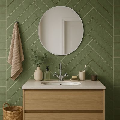 Imagen 2 del producto Espejo con Bisel Pared Forma Redonda 60x60 cm Gris Cherry