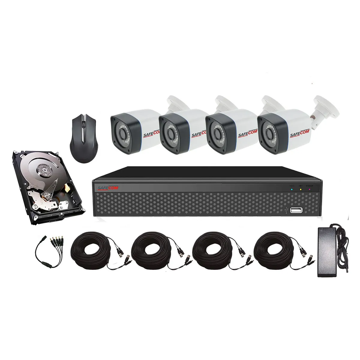 SAFECOM - Kit 4 cámaras bullet +XVR + disco duro