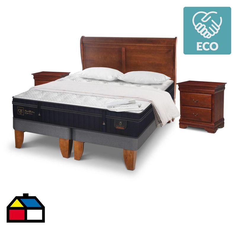 CIC - Cama Europea Super Premium King  + muebles + textil