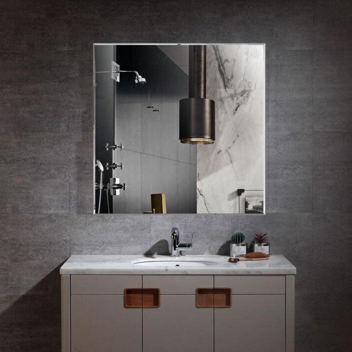 SENSI DACQUA - Espejo para baño biselado 100x100 cm