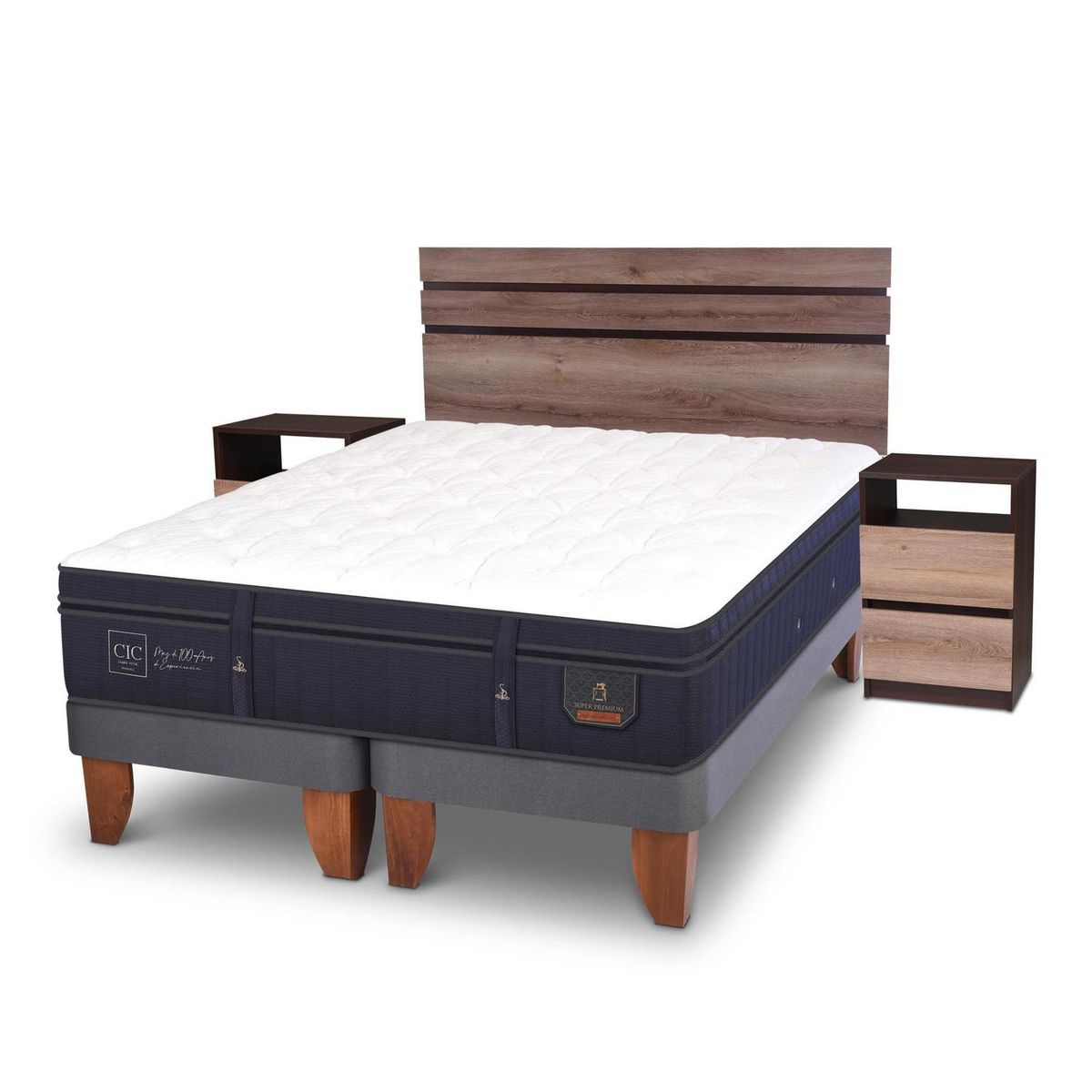 CIC - Cama Europea Super Premium 2 plazas BD + muebles