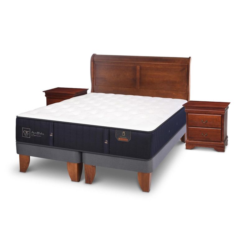 Cama Europea Curve Premium 2 Plazas Bd + Muebles