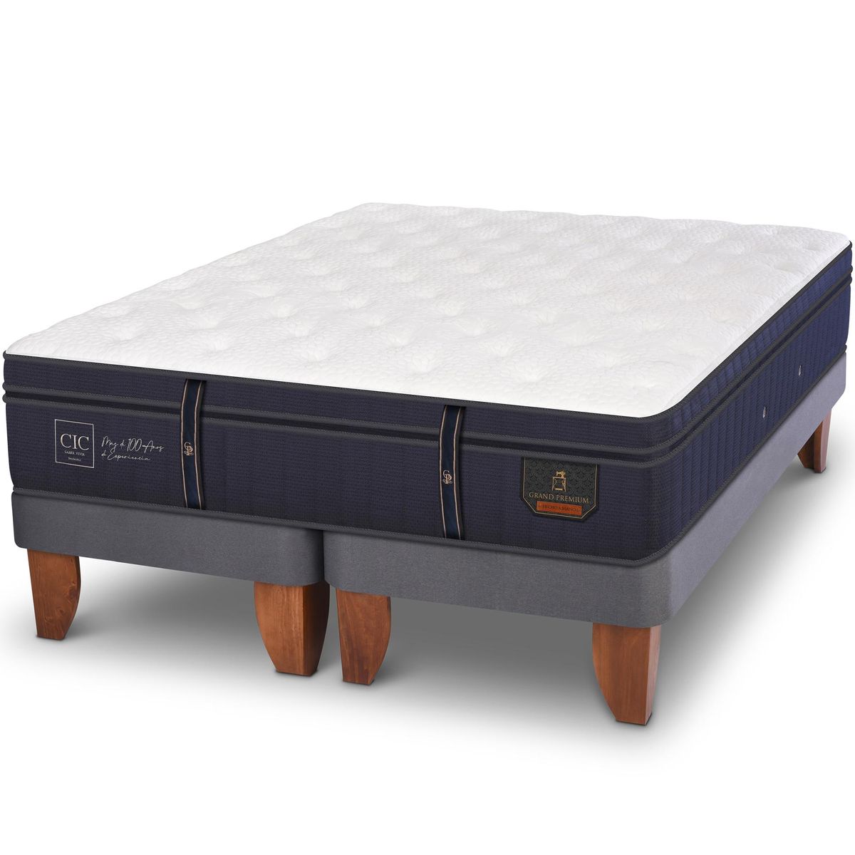 CIC - Cama King Europea Grand Premium Gris/blanco