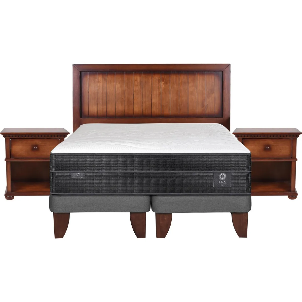 CIC - Cama Europea Lux 2 plazas BD + muebles