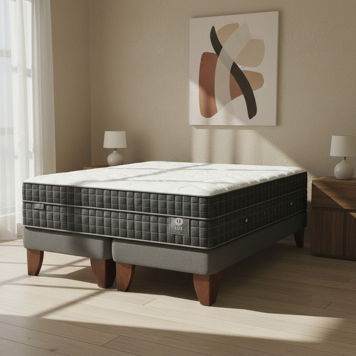 CIC - Cama 2 plazas Europea Lux Gris