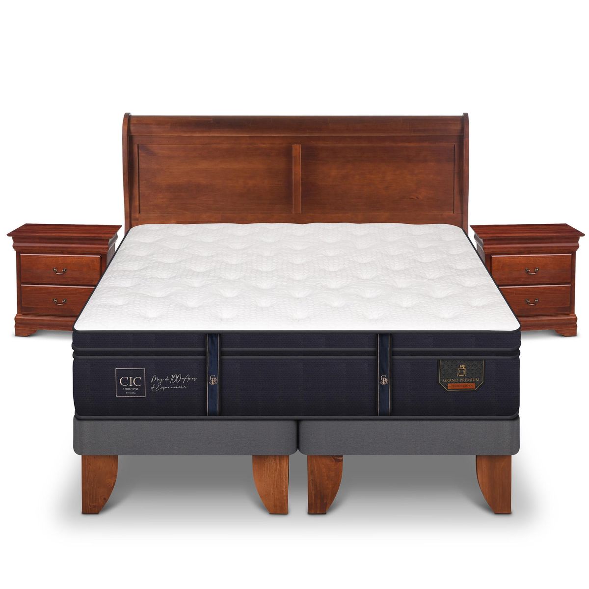 CIC - Cama Europea Grand Premium 2 plazas BD + muebles