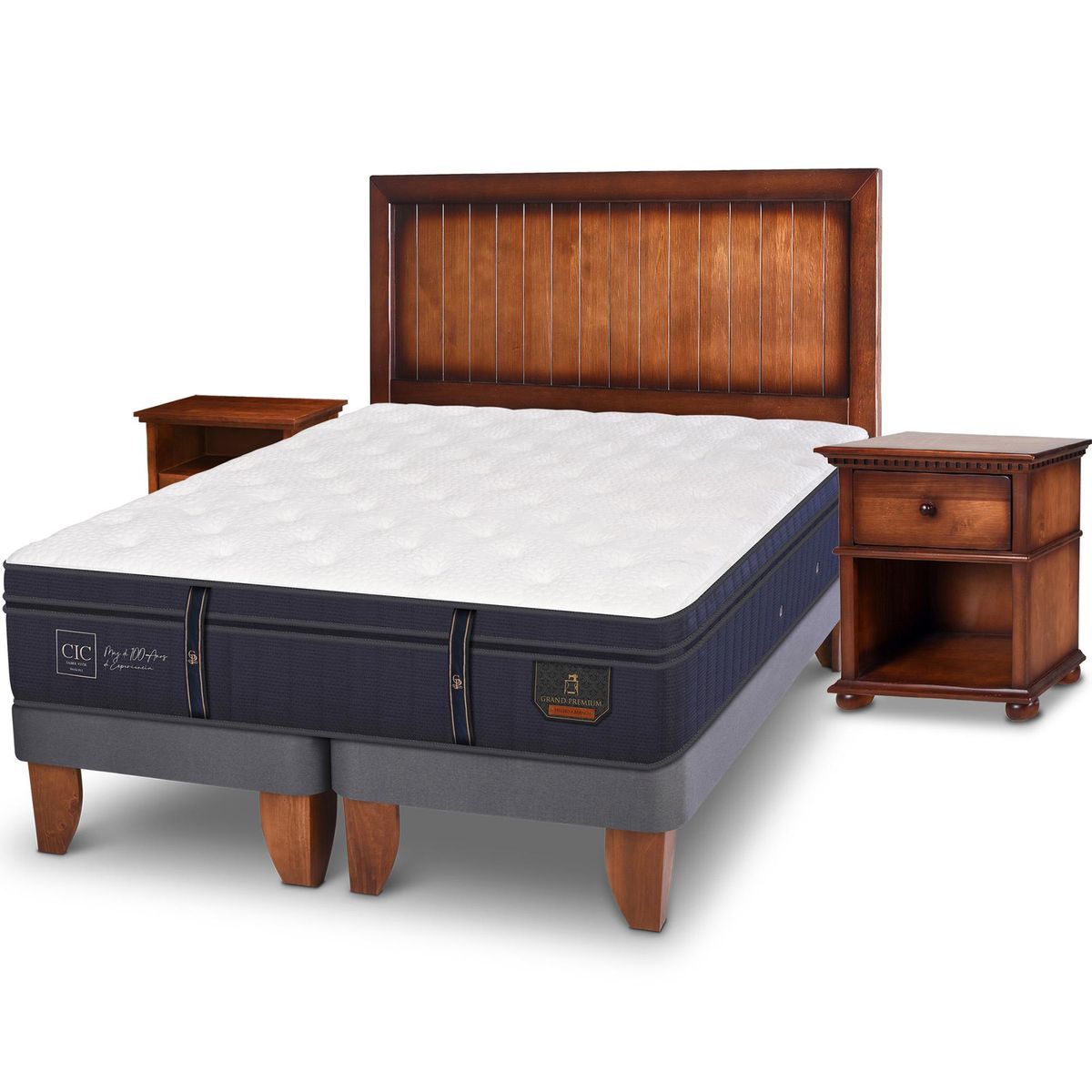 CIC - Cama Europea Grand Premium 2 plazas BD + muebles