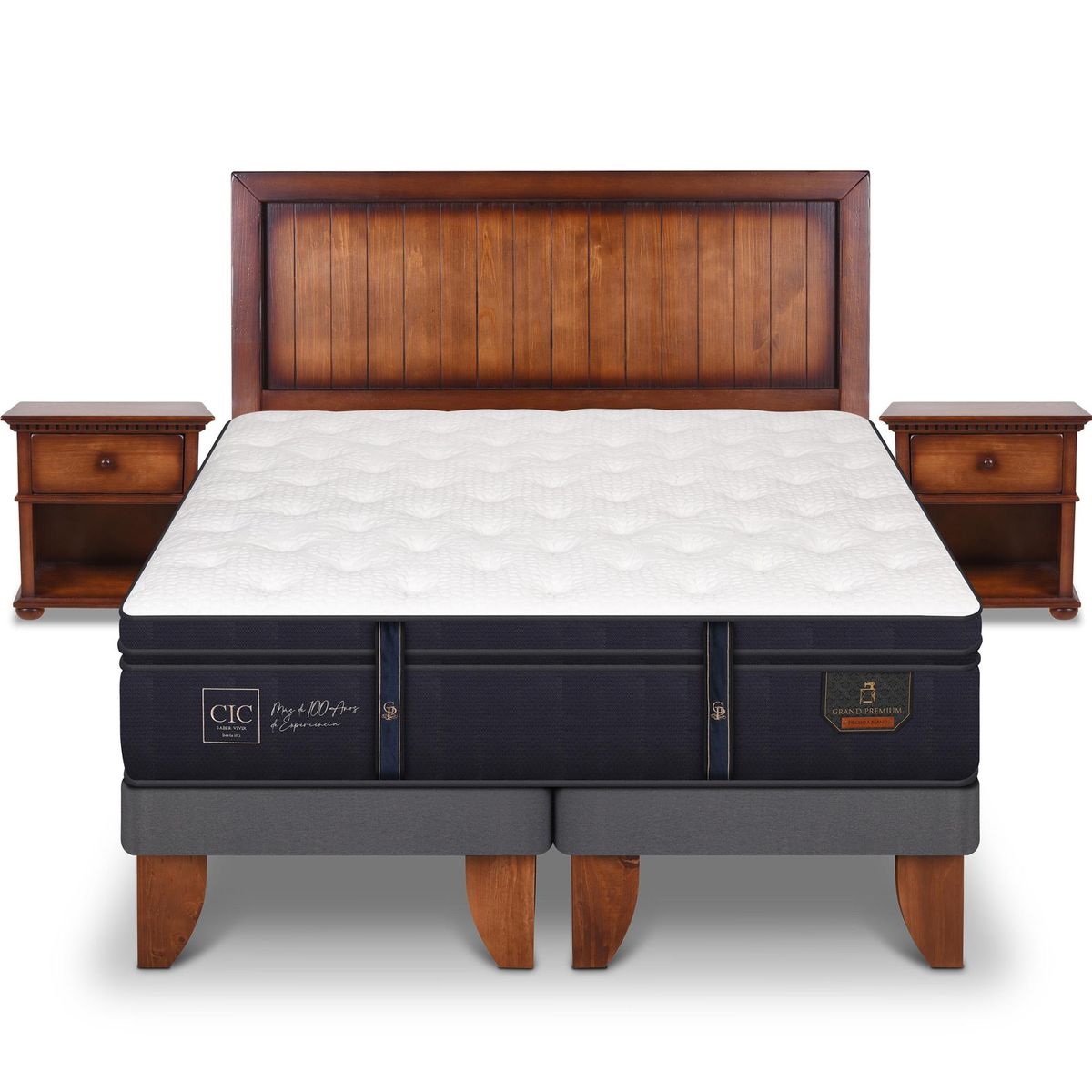 CIC - Cama Europea Grand Premium 2 plazas BD + muebles