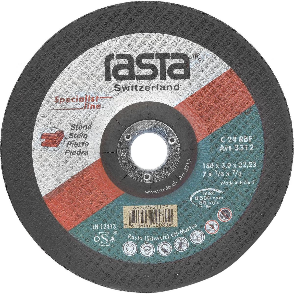 RASTA - Disco de Corte Metal 14" (350x3,0x25 mm) Tronzadora Portátil