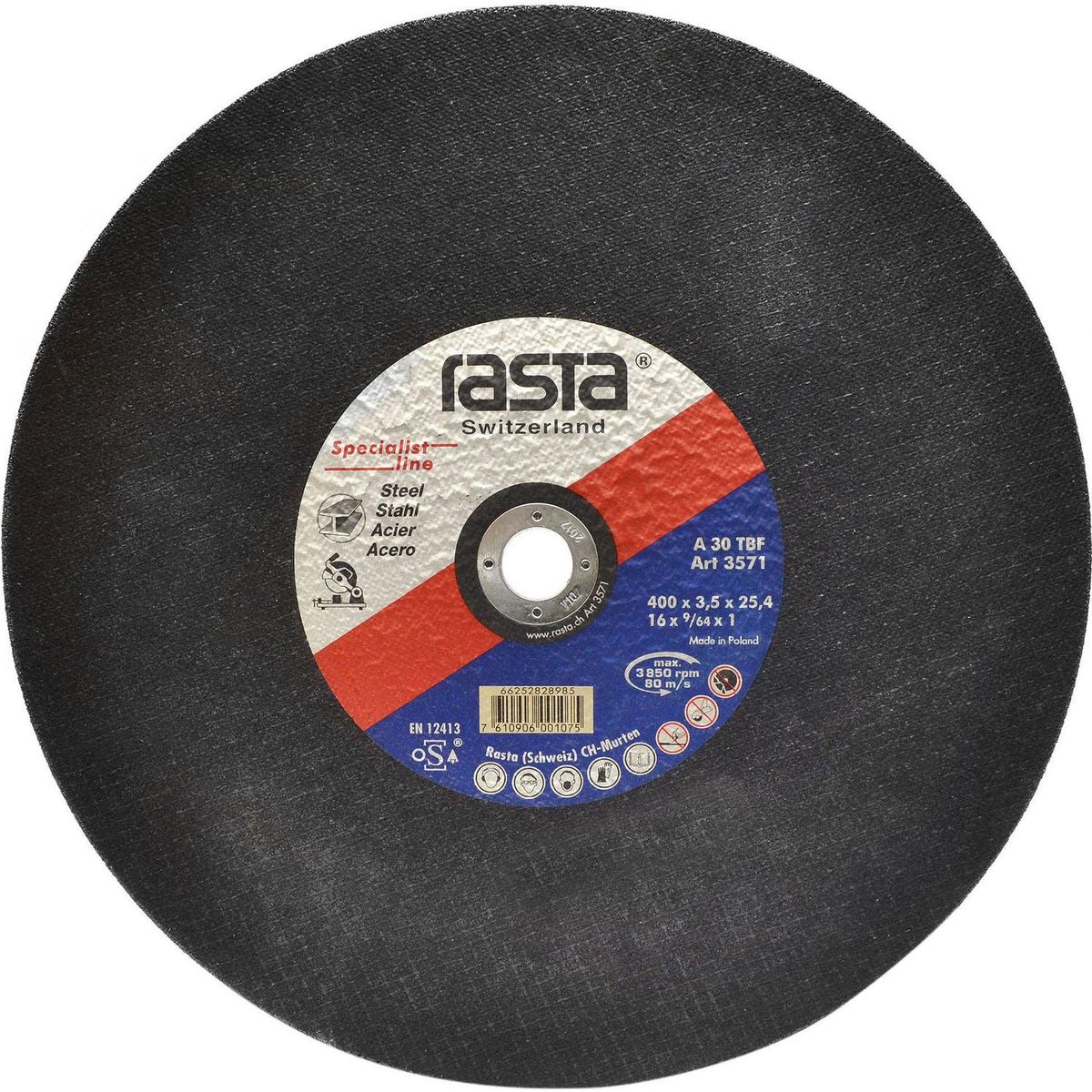 RASTA - Disco de Corte Metal 16" (400x3,5x25 mm) Tronzadora Portátil