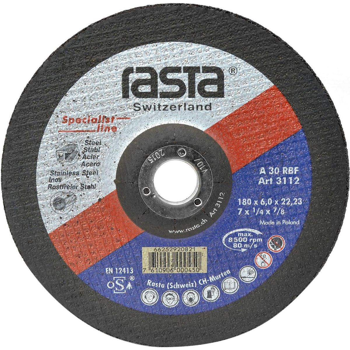 RASTA - Disco de Desbaste 4 1/2" (115x6,0x22 mm)