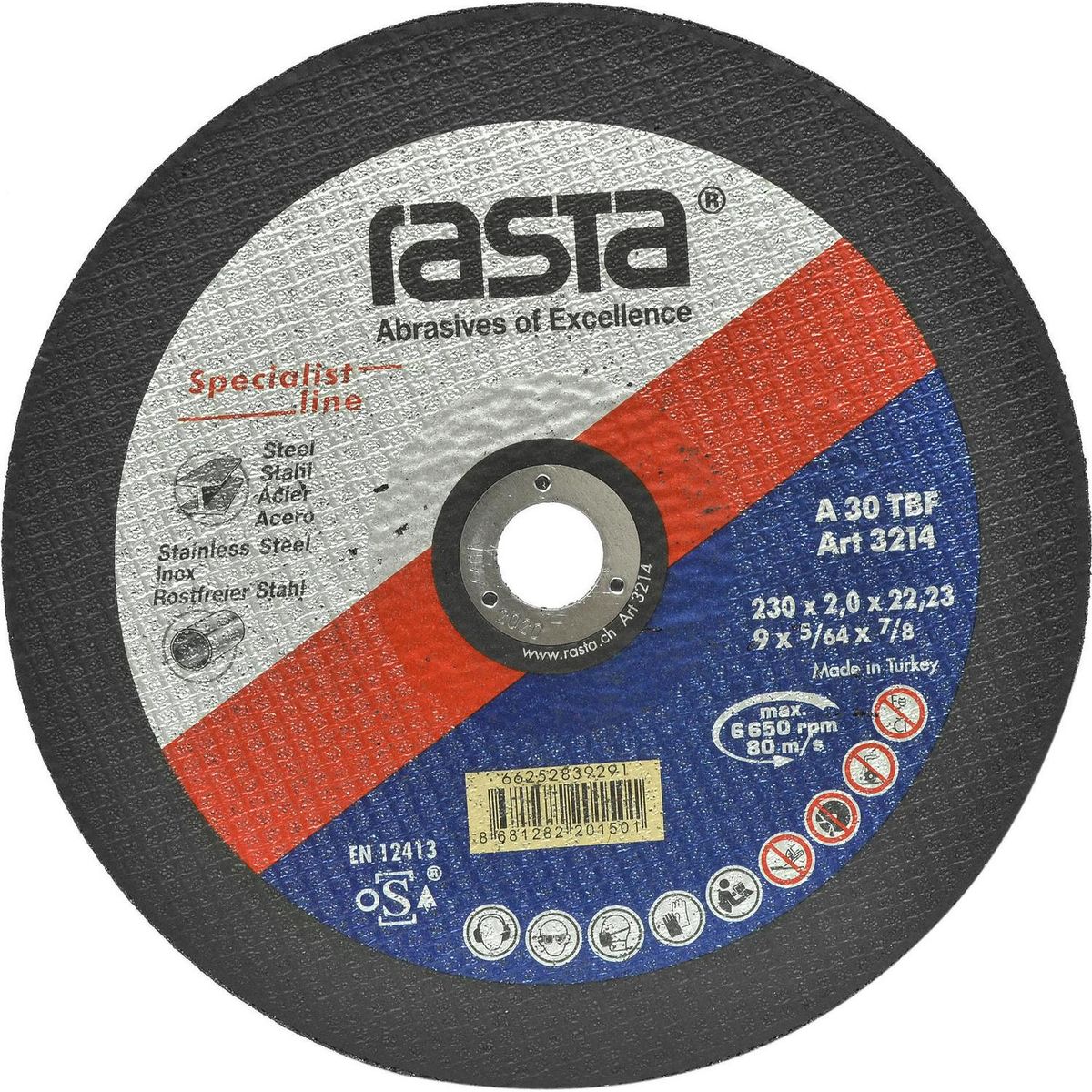 RASTA - Disco de Corte Piedra 7" (180x3,0x22 mm) CE