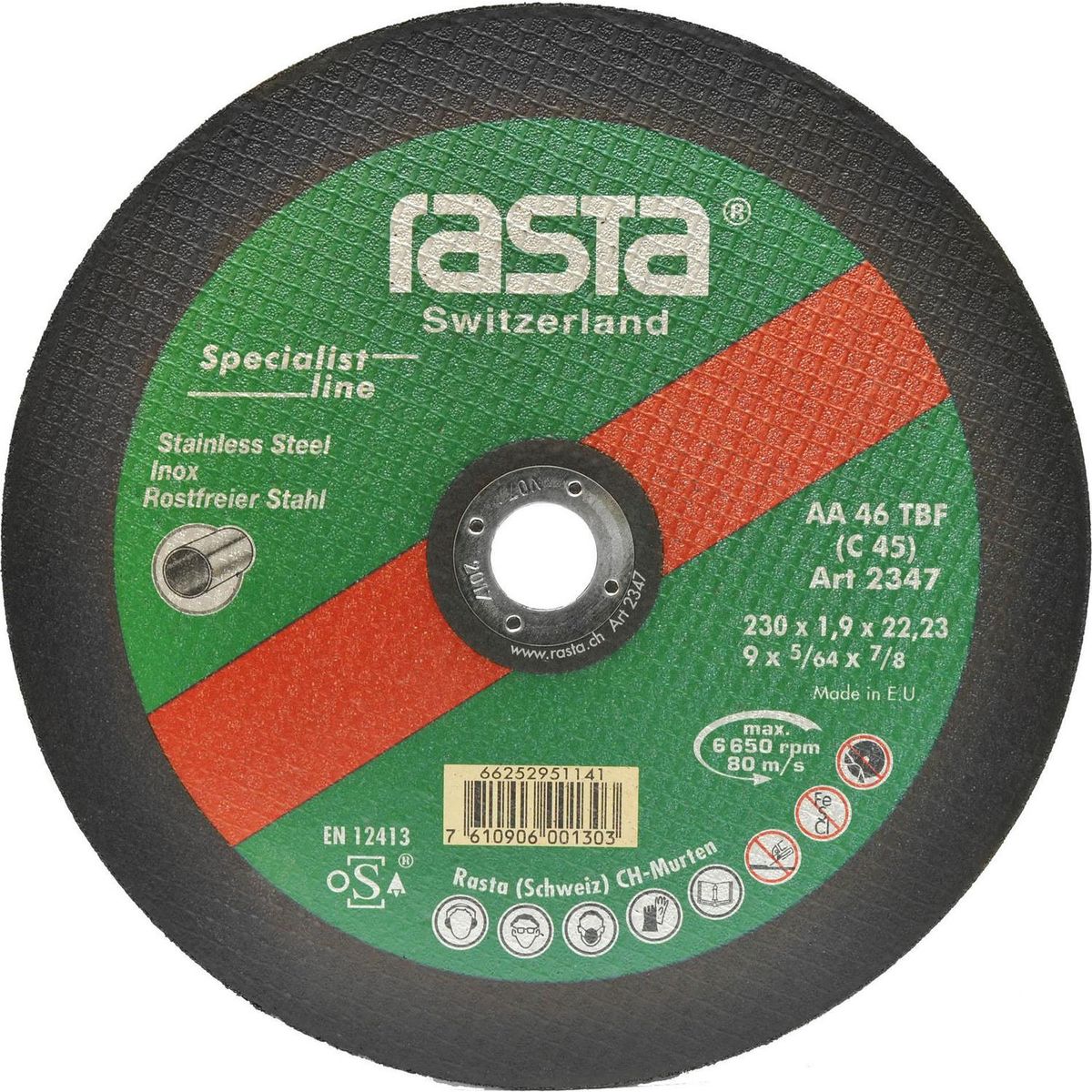 RASTA - Disco de Corte inox 9" (230x1,9x22 mm) RE