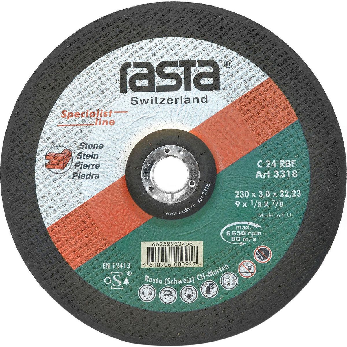 RASTA - Disco de Corte Piedra 14" (350x3,5x25 mm) Maquina Estacionaria