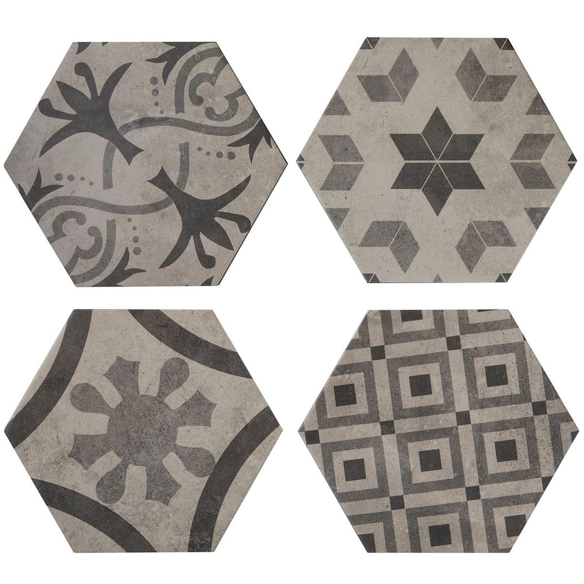 KLIPEN - Cerámica 20x23 cm Hexagon City Gris Mosaico 1 m2