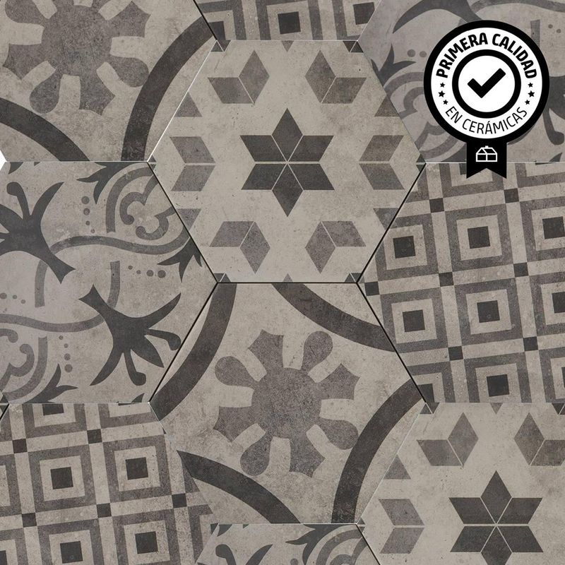 KLIPEN - Cerámica 20x23 cm Hexagon City Gris Mosaico 1.001 m2