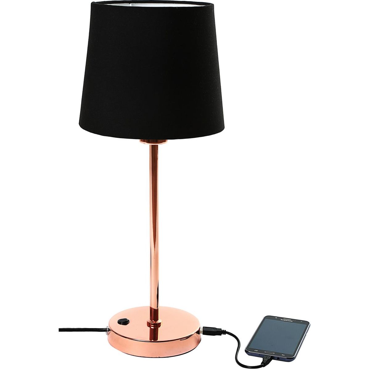 HOMY - Lámpara Mesa SM USB Cobre 24x50 cm