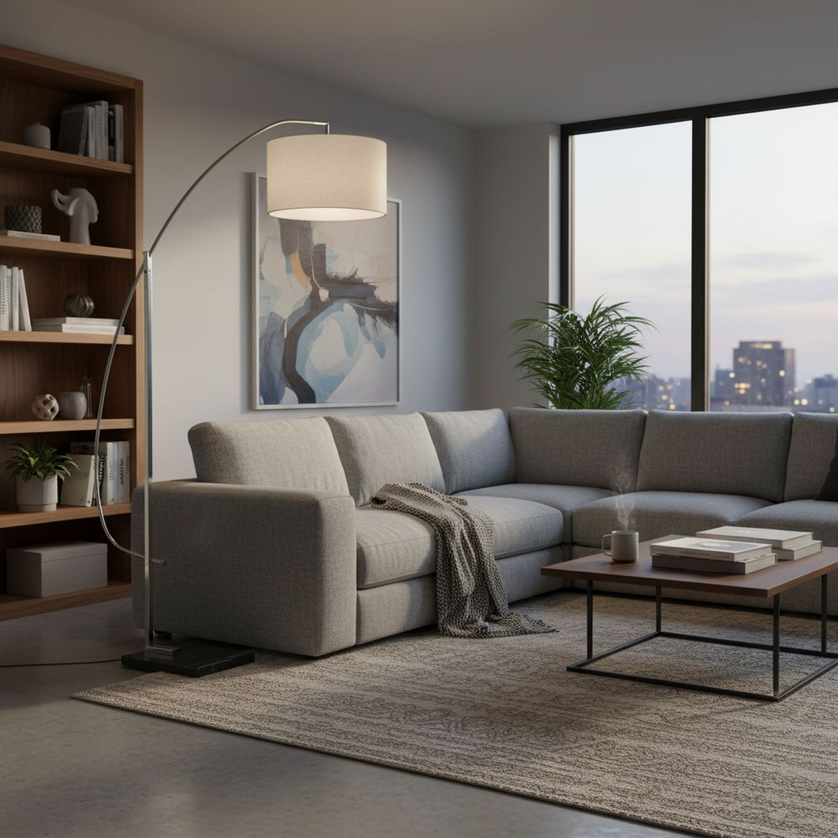 DISEÑO 3 - Lámpara de Pie Libra Gris 40x196 cm