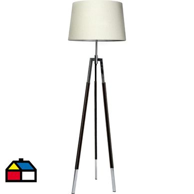 Lmpara de pie treo cromo cuero 2 luces E27 40W