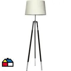 DISEÑO 3 - Lámpara de pie treo cromo cuero 2 luces E27 40W