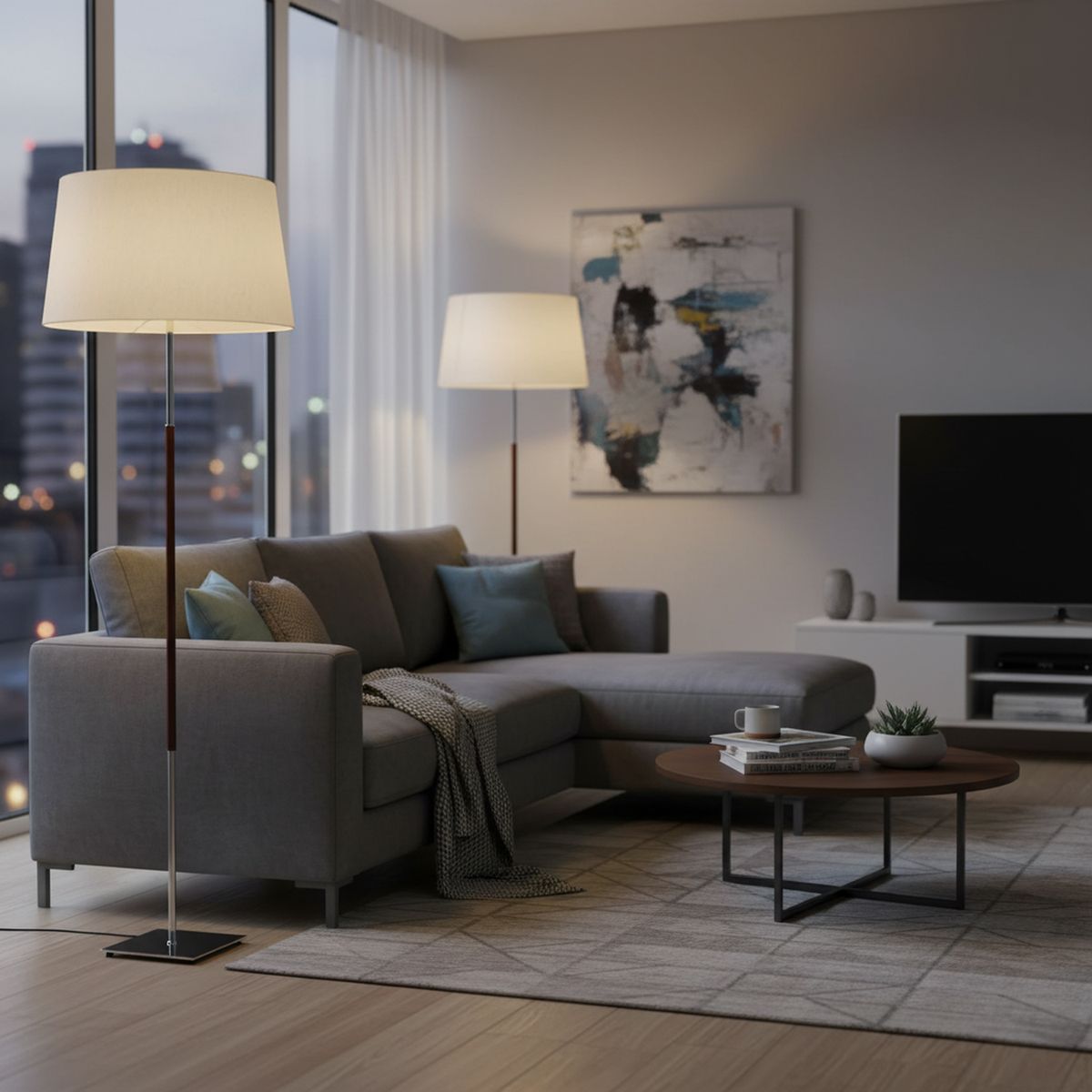 DISEÑO 3 - Lámpara de Pie Argus Cromo Gris 50x170 cm