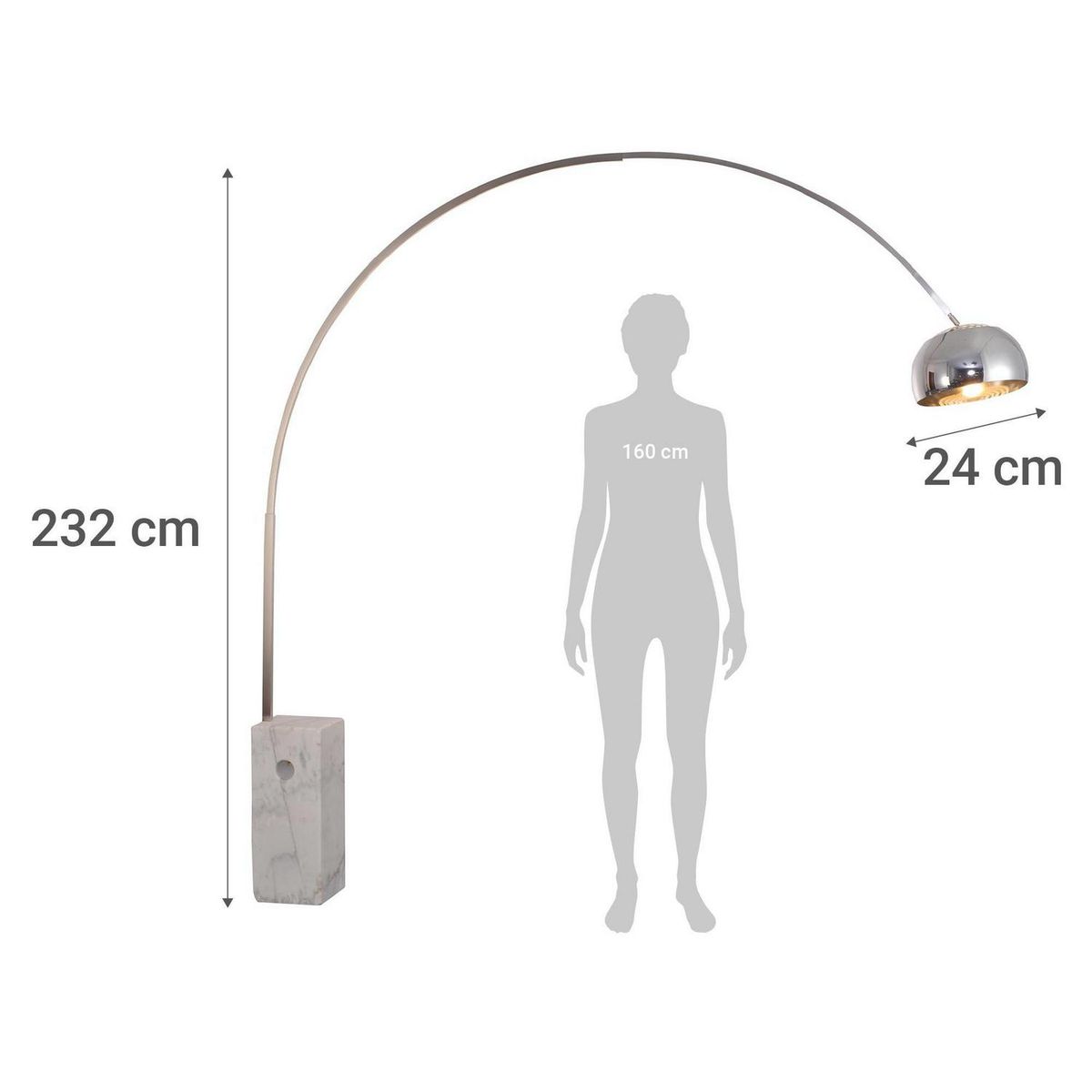 DISEÑO 3 - Lámpara de Pie Arco Lamp Gris 24x232 cm